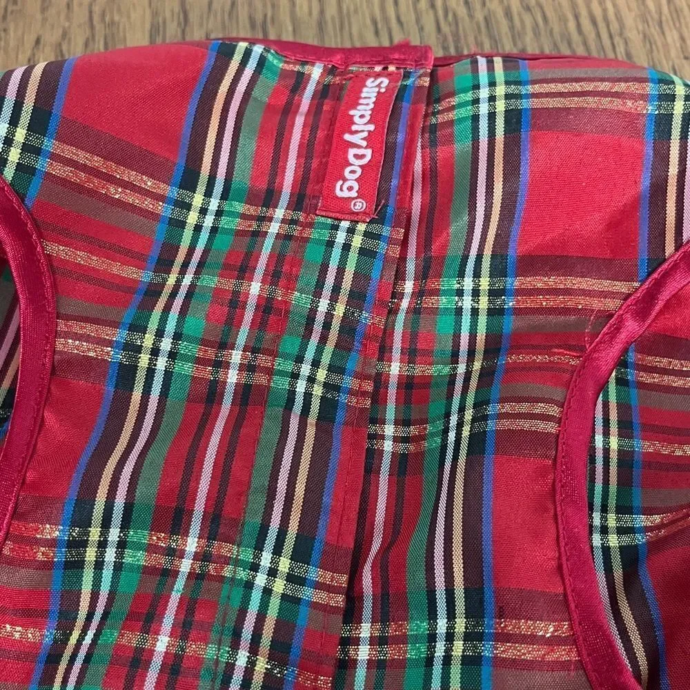 Simply Dog Plaid Christmas Dress w/Bow Sz Medium